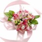 Pink & Light Yellow Silk Rose Wrist Corsage SIM092