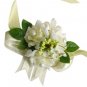 Yellow & White Silk Rose Wedding Wrist Corsage SIM091