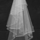 1 Layer Waltz Beading Wedding Bridal Veil WAV0011 Ivory