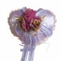 Elegant Flower Smooth Satin Wedding Ring Pillow PURPLE