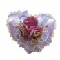 Elegant Flower Smooth Satin Wedding Ring Pillow PURPLE