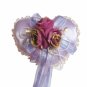 Elegant Flower Smooth Satin Wedding Ring Pillow PURPLE