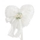 Flowers & Pearls Lovely White Satin Wedding Ring Pillow