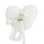 Flowers & Pearls Lovely White Satin Wedding Ring Pillow