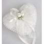Flowers & Pearls Lovely White Satin Wedding Ring Pillow
