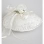 Flowers & Pearls Lovely White Satin Wedding Ring Pillow