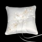Fairy Tale Dreams White Satin Wedding Ring Pillow