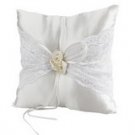 Lovely Wedding Ring Pillow with a Flower Accent