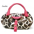 Giraffe Print Women's Spy Handbag Purse, Fuschia (122-67)