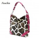 Giraffe Print Women's Carly Handbag Purse, Fuschia (122-5028)