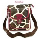 Giraffe Print Messsenger Style Handbag Purse, Fuschia (122-1166)