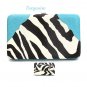 Zebra Print Women's Frame Wallet, Turquoise (120AW135)