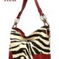 Zebra Print Fish Hook Handbag Purse, Red (120-3180)