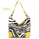 Zebra Print Fish Hook Handbag Purse, Yellow (120-3179)