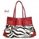 Zebra Print Women's Tote Handbag Purse, Red (120-2777)