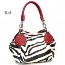 Zebra Print Women's Handbag Purse, Red (120-2018)