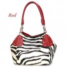 Zebra Print Women's Handbag Purse, Red (120-2017)