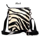 Zebra Print Messsenger Style Handbag Purse, Black (120-1891)