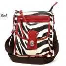 Zebra Print Messsenger Style Handbag Purse, Red (120-1167)