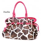 Giraffe Print Women's Handbag Purse, Fuschia (122-8073)
