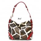Giraffe Print Women's Carly Handbag Purse, Red (122-5029)