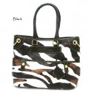 Zebra Print Women's Tote Handbag Purse, Black (DN785)
