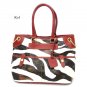 Zebra Print Women's Tote Handbag Purse, Red (DN785)