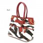Zebra Print Women's Tote Handbag Purse, Red (DN785)