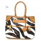 Zebra Print Women's Tote Handbag Purse, Tan (DN785)