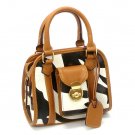 Zebra Print Women's Handbag Purse, Tan (DN789)
