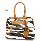 Zebra Print Women's Handbag Purse, Tan (DN711)
