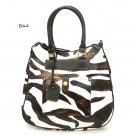 Zebra Print Tear Drop Hobo Handbag Purse, Black (DN788)