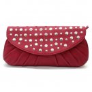 Marvelle Studded Clutch Handbag, Berry