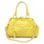 Quilted Studded Stam Handbag Purse, Mustard