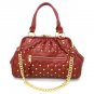 Quilted Studded Stam Handbag Purse, Red