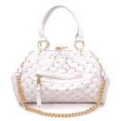 Quilted Studded Stam Handbag Purse, White