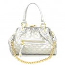 Quilted Studded Stam Handbag Purse, Silver