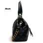 Quilted Kisslock Closure Stam Handbag Purse, Black