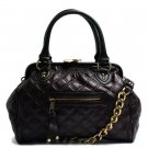 Quilted Kisslock Closure Stam Handbag Purse, Brown