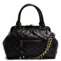 Quilted Kisslock Closure Stam Handbag Purse, Brown