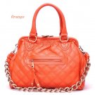 Quilted Kisslock Closure Stam Handbag Purse, Orange