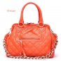Quilted Kisslock Closure Stam Handbag Purse, Orange
