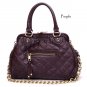Quilted Kisslock Closure Stam Handbag Purse, Purple