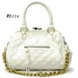 Quilted Kisslock Closure Stam Handbag Purse, White