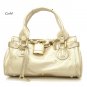 Paddington Padlock Satchel Handbag Purse, Gold