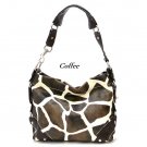 Giraffe Print Women's Carly Handbag Purse, Coffee (122-5029)
