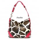 Giraffe Print Women's Carly Handbag Purse, Fuschia (122-5029)