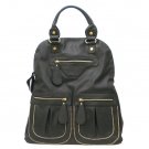 Fold-over Tote Handbag Purse, Black