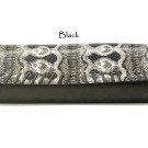 Vegan Snake Leather Evening Clutch Bag, Black