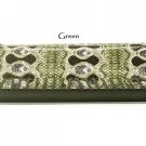 Vegan Snake Leather Evening Clutch Bag, Green